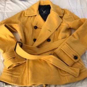 American Eagle Mustard Yellow Peacoat